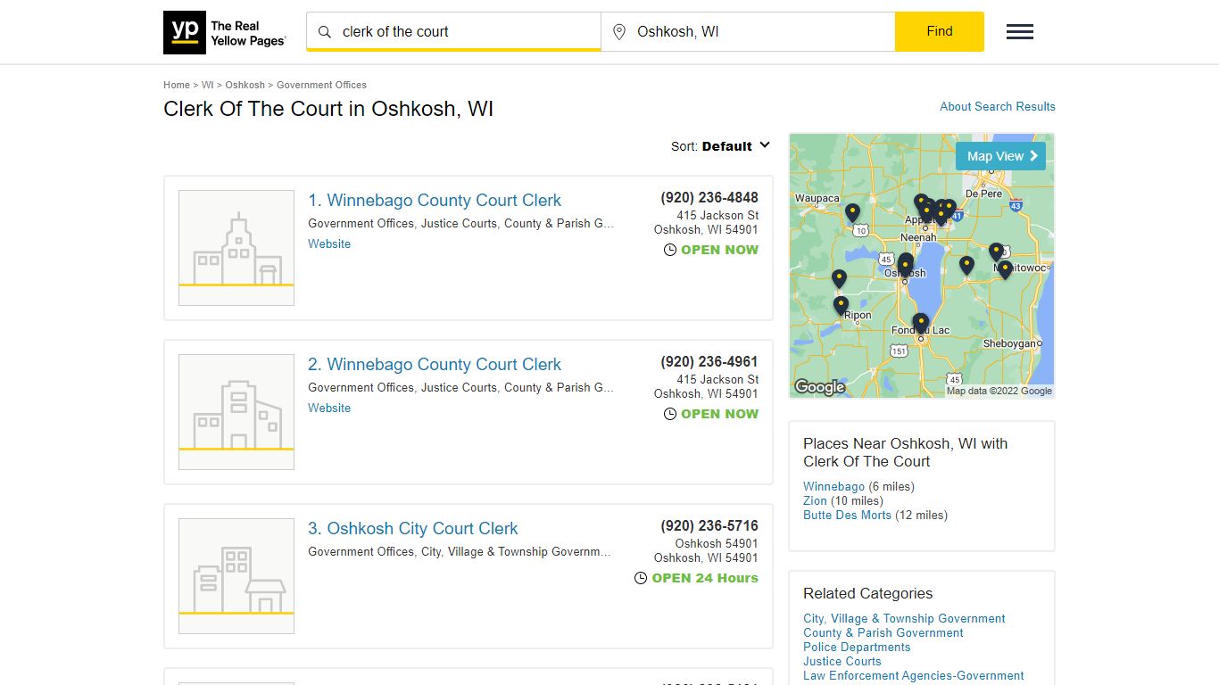 Clerk Of The Court in Oshkosh, WI with Reviews - YP.com